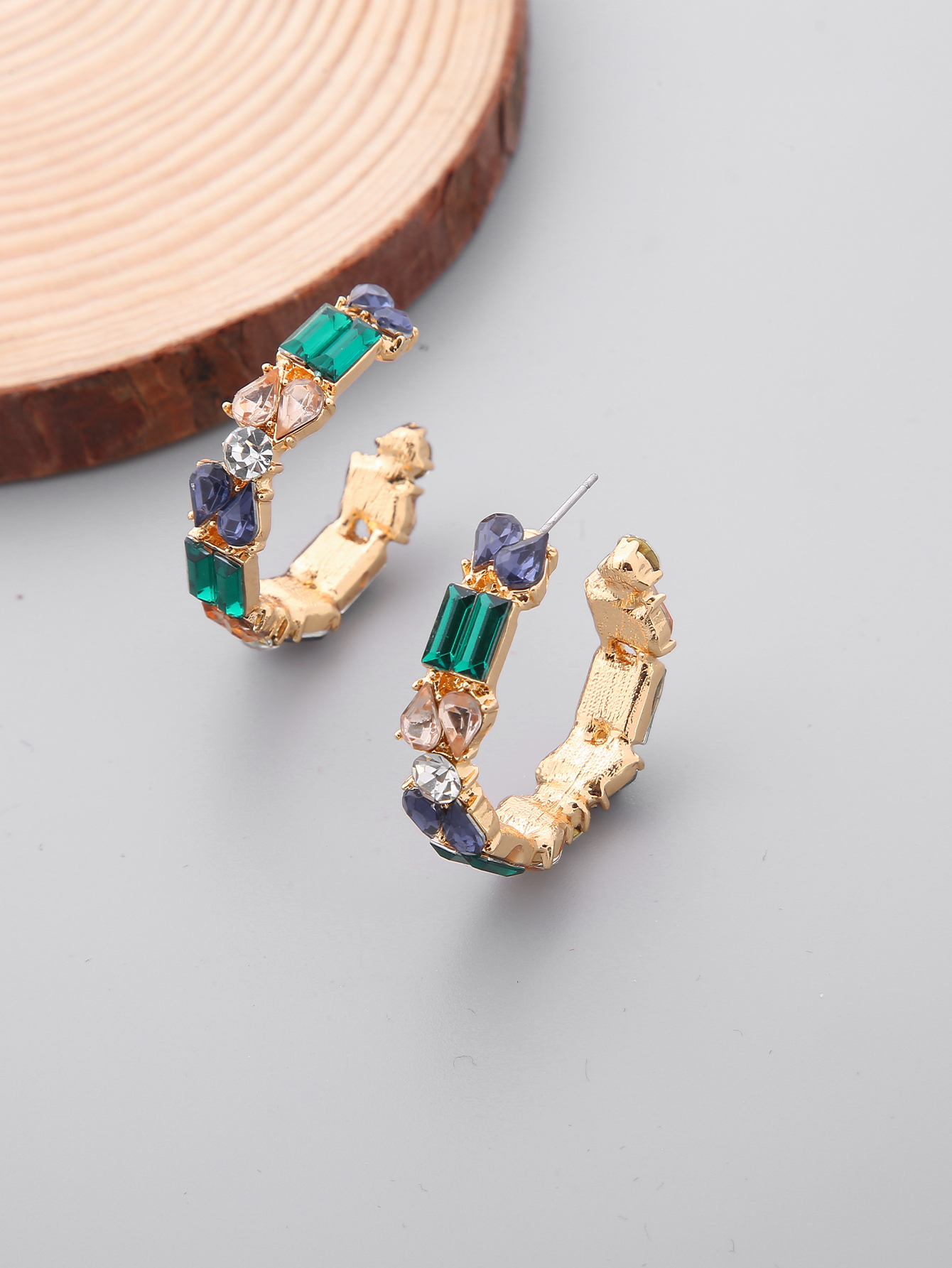 Shining Color Matching Round Ring Earrings Sexy Elegant Color Zircon Earrings All-match South America Ear Rings display picture 2