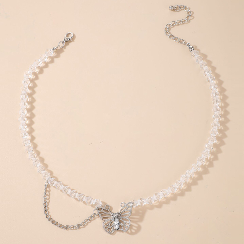 Fashion Hollow Butterfly Pendant Transparent Chain Single Layer Necklace display picture 2
