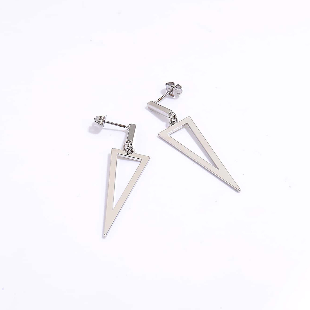 Fashion Simple Triangle Electroplated 18k Platinum Copper Earrings display picture 2