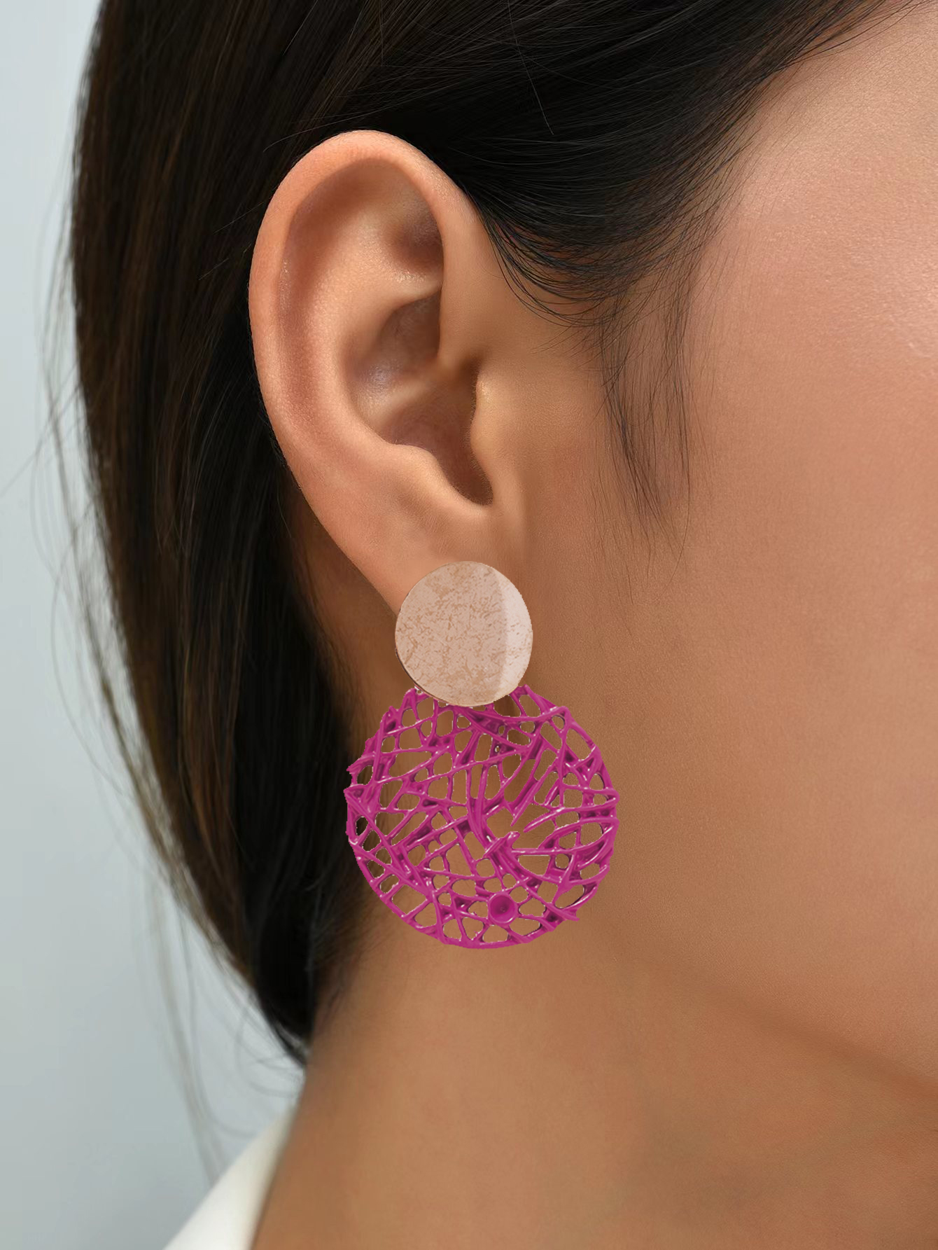 Fashion Round Alloy Mesh Drop Earrings display picture 2