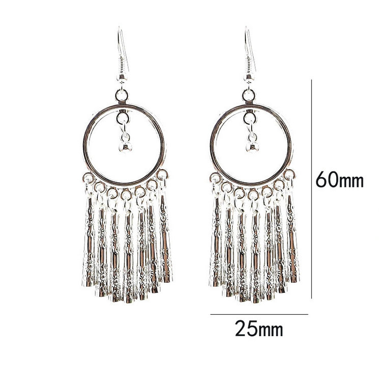 Retro Ethnic Style Miao Silver Bright Earrings With Pendant display picture 4