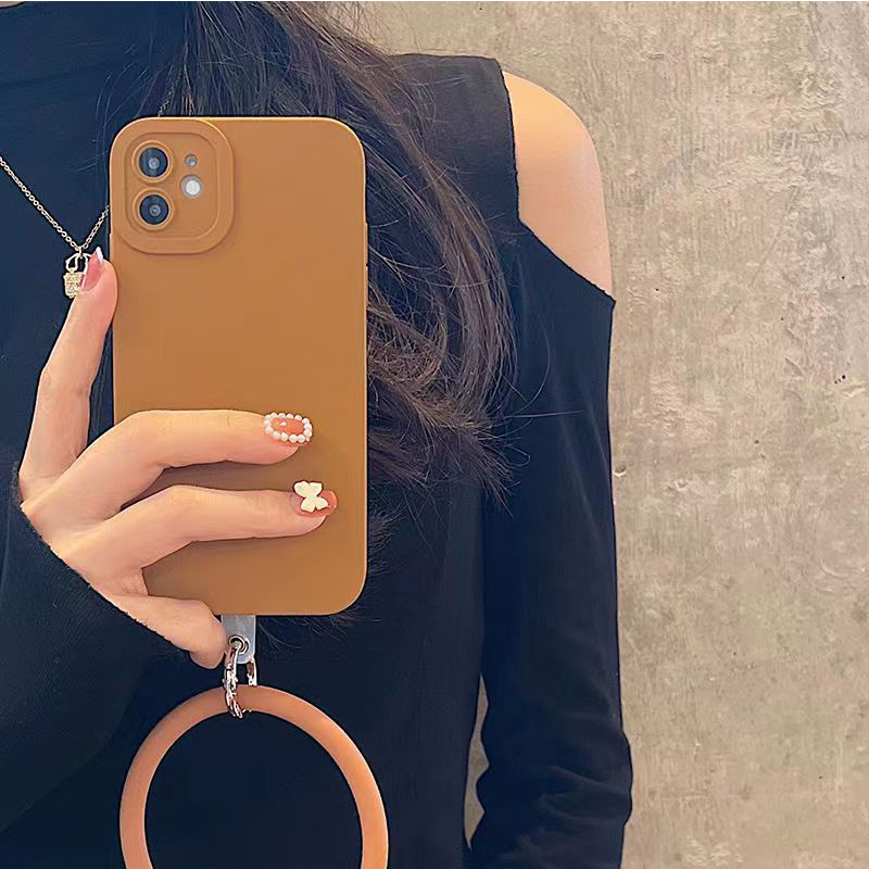 Silicone Round Bracelet Pendant Drop-resistant Iphone11 Phone Solid Color Case display picture 2