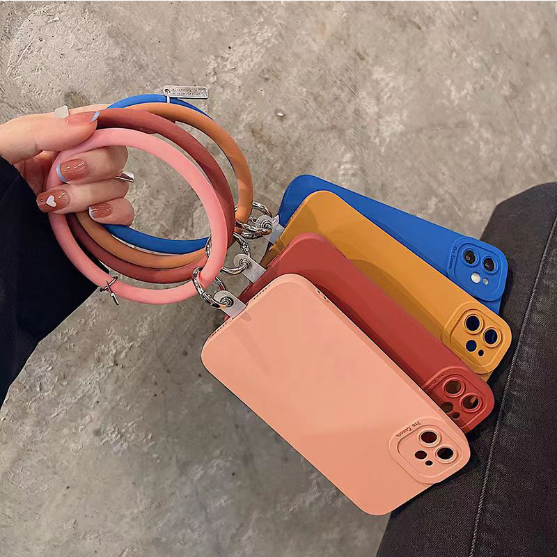 Silicone Round Bracelet Pendant Drop-resistant Iphone11 Phone Solid Color Case display picture 7