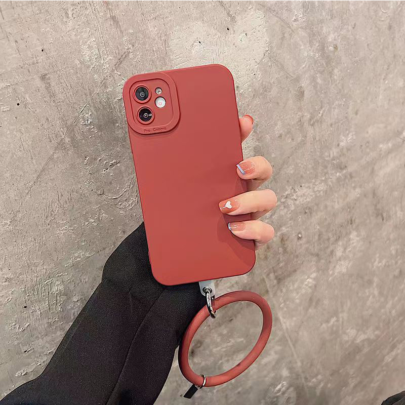 Silicone Round Bracelet Pendant Drop-resistant Iphone11 Phone Solid Color Case display picture 8
