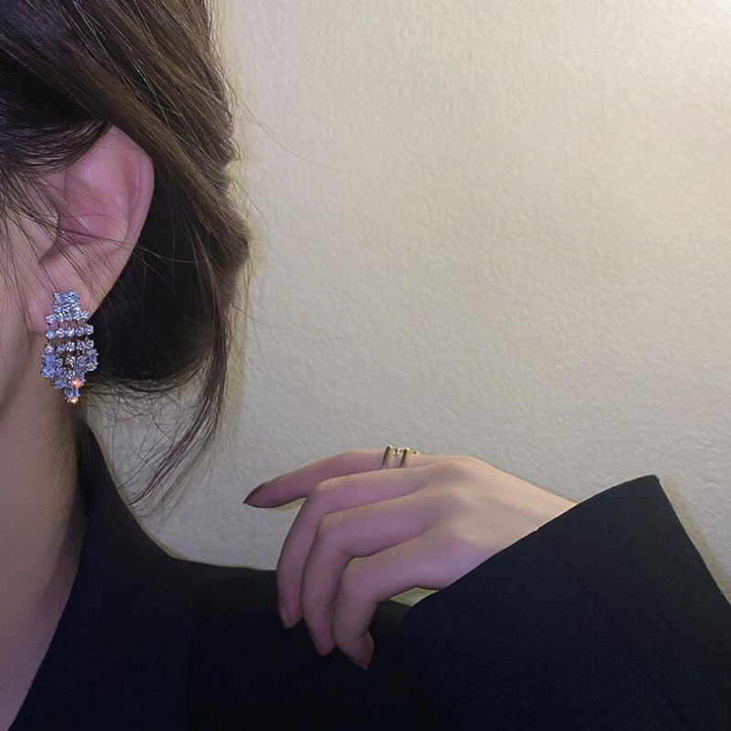 Fashion Tassel Inlaid Crystal Diamond Artificial Crystal Rhinestone Rhinestones Earrings display picture 3
