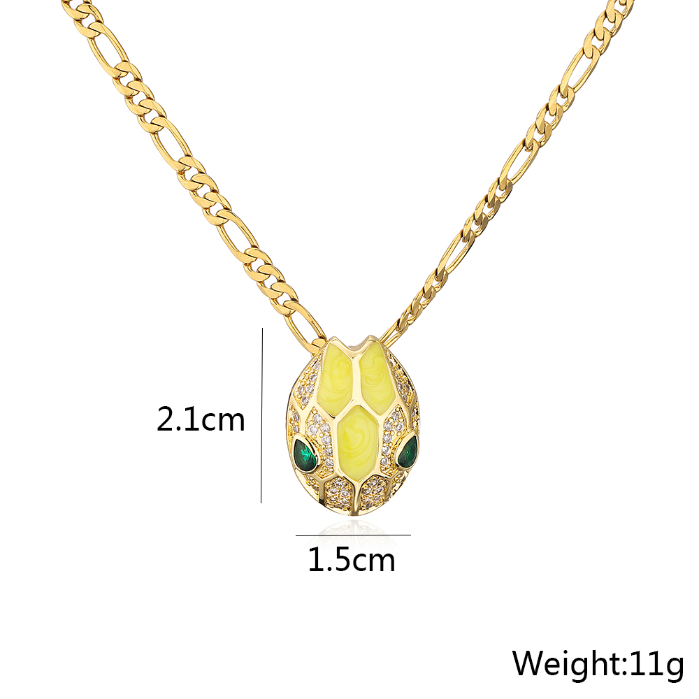 New Style Copper Plating 18k Gold Zircon Drop Oil Snake Pendant Necklace display picture 4