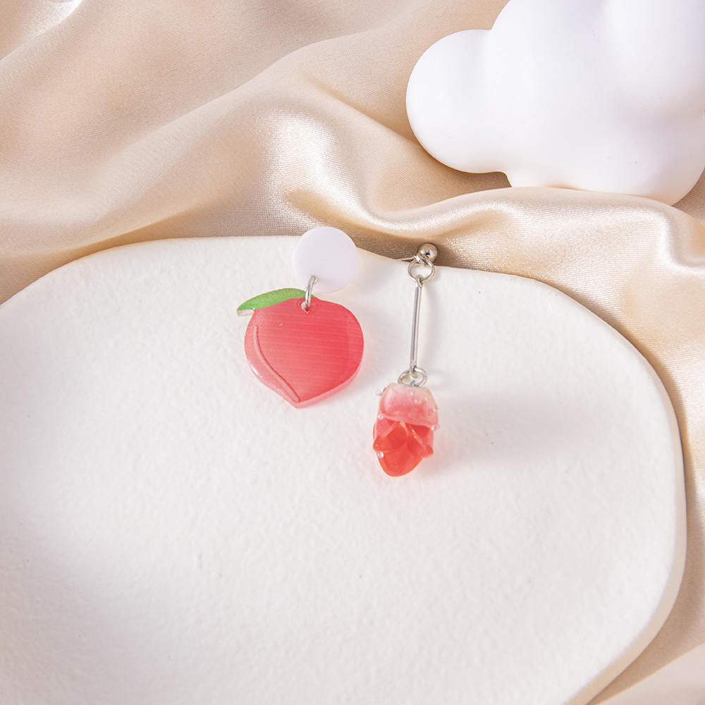 Fashion Cute Peach Rose Pendant New Acrylic Earrings display picture 3