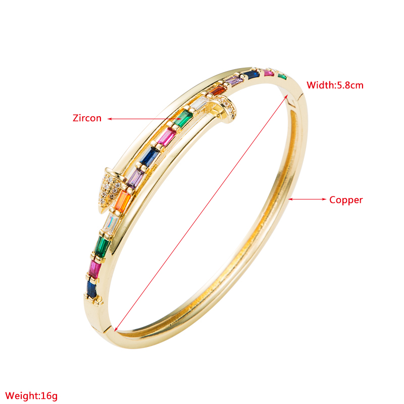 Creative Fashion Geometry Pattern Copper Plating 18k Gold Micro Inlaid Zircon Open Bracelet display picture 1