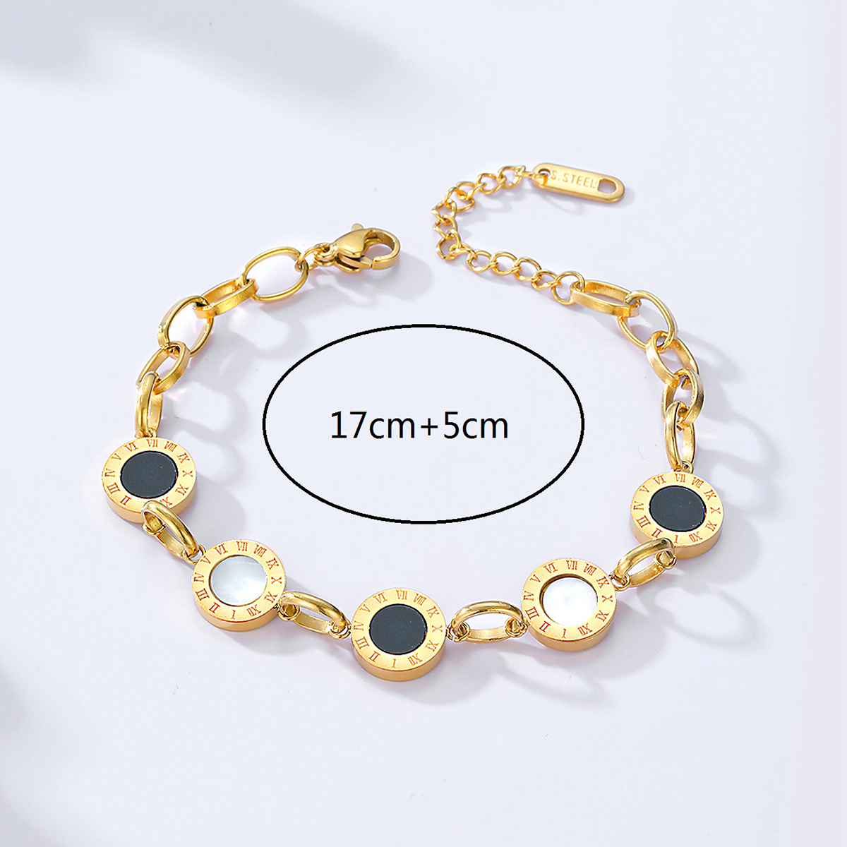 Fashion Stainless Steel Material Electroplated 18k Gold Shell Stitching Bracelet display picture 3