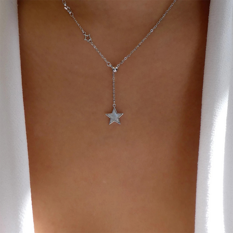 Fashion Simple Five-pointed Star Pendant  Clavicle Chain Necklace Female display picture 1