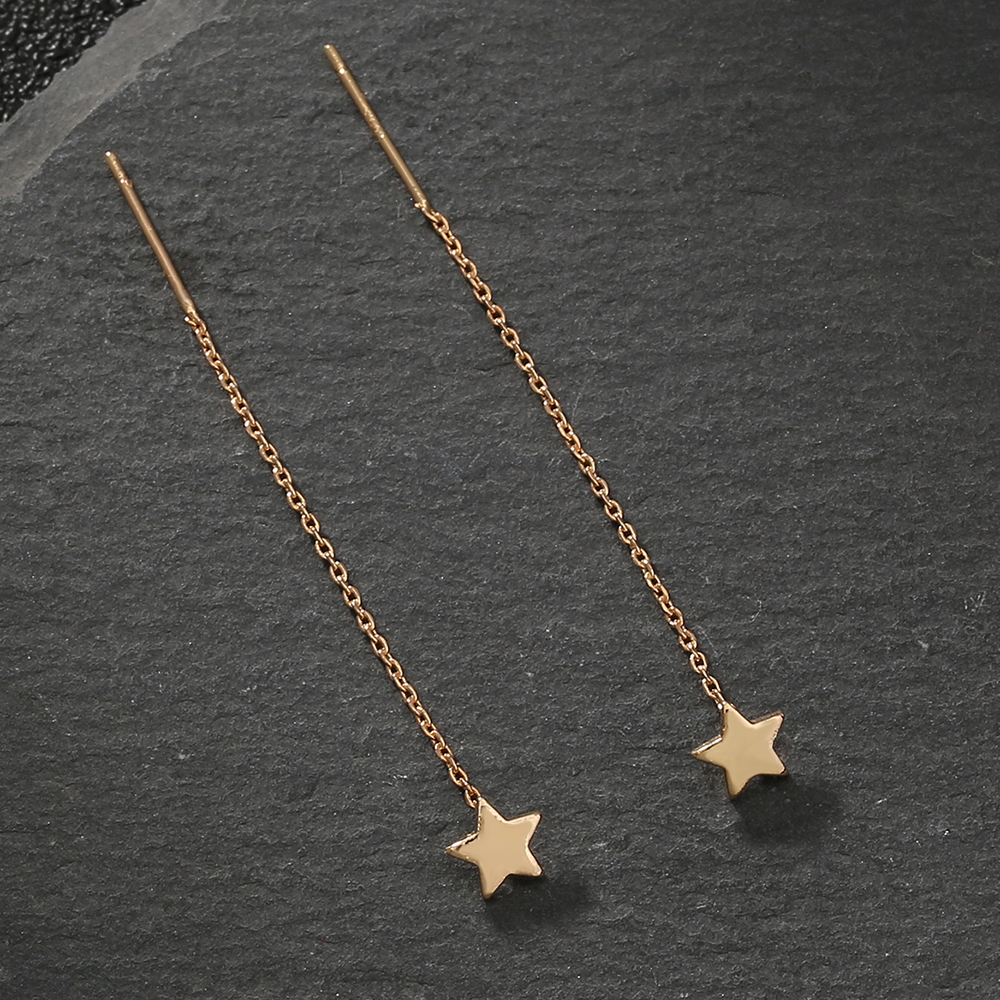 Mode Einfachen Sterne Lange Geometrische Form Frauen Kupfer Ohrringe display picture 4