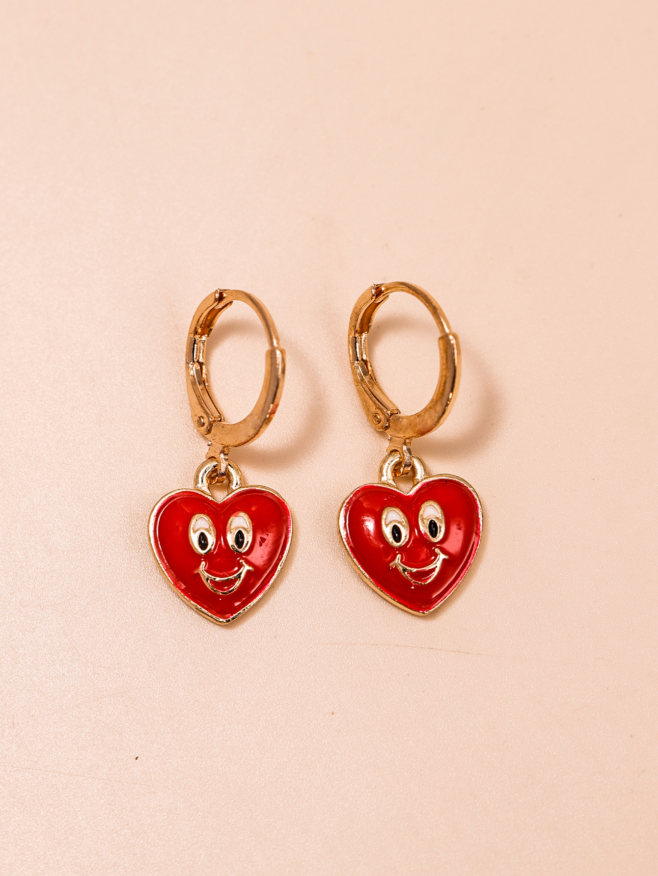 Cute Heart Shape Smiley Face Alloy No Inlaid Drop Earrings display picture 2