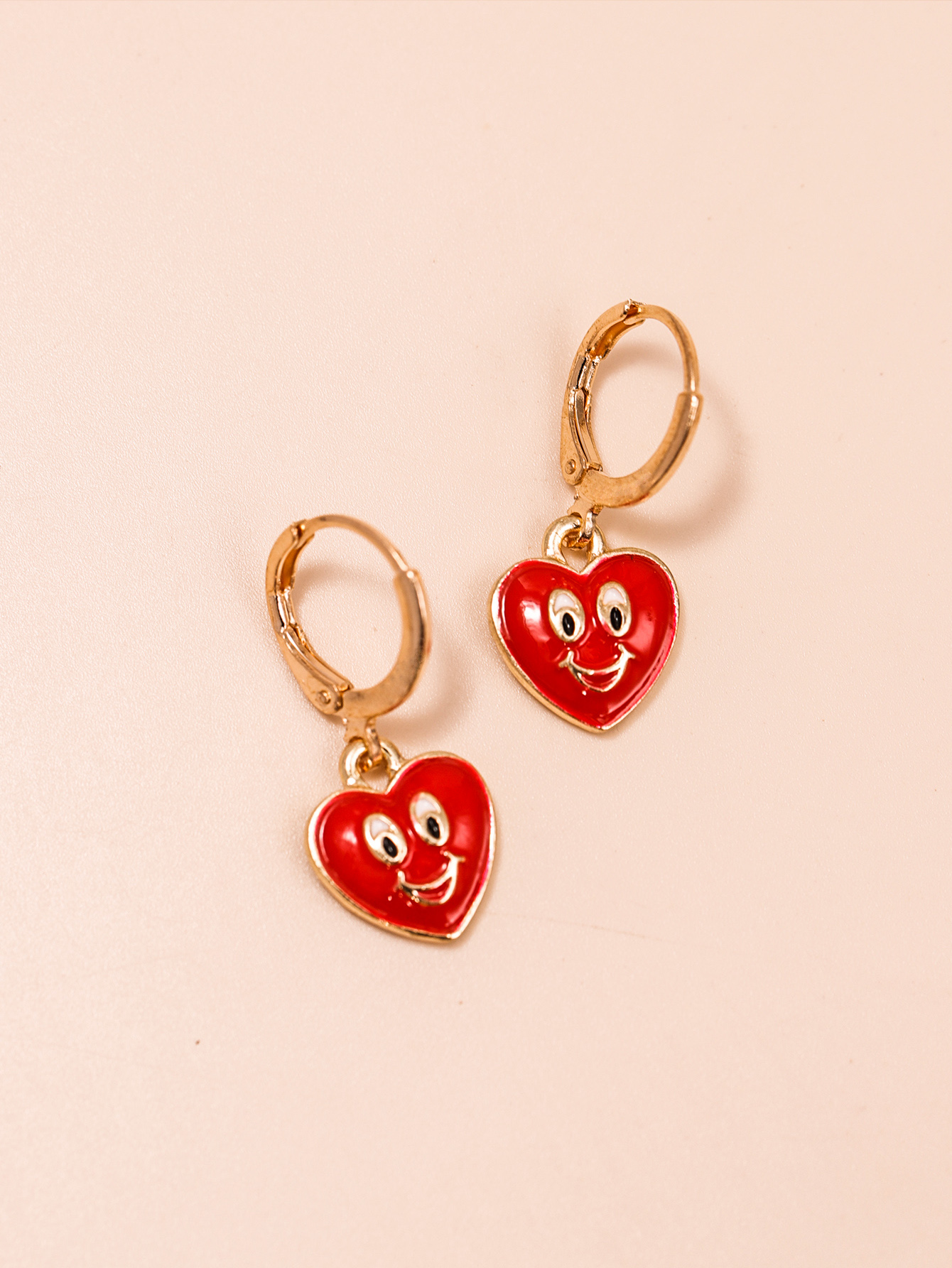 Cute Heart Shape Smiley Face Alloy No Inlaid Drop Earrings display picture 3