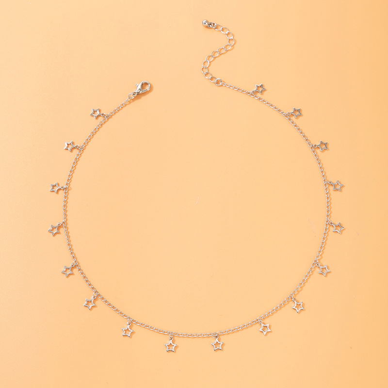 Simple Single-layer Star Pendant Stitching Chain Geometric Alloy Necklace Wholesale display picture 3