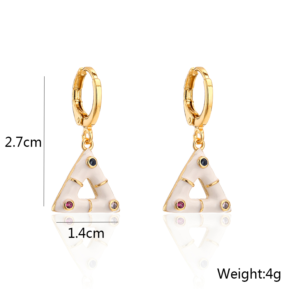 Fashion Triangle Pendant Geometric Women's New Copper Plating 18k Gold Drop Oil Earrings display picture 4