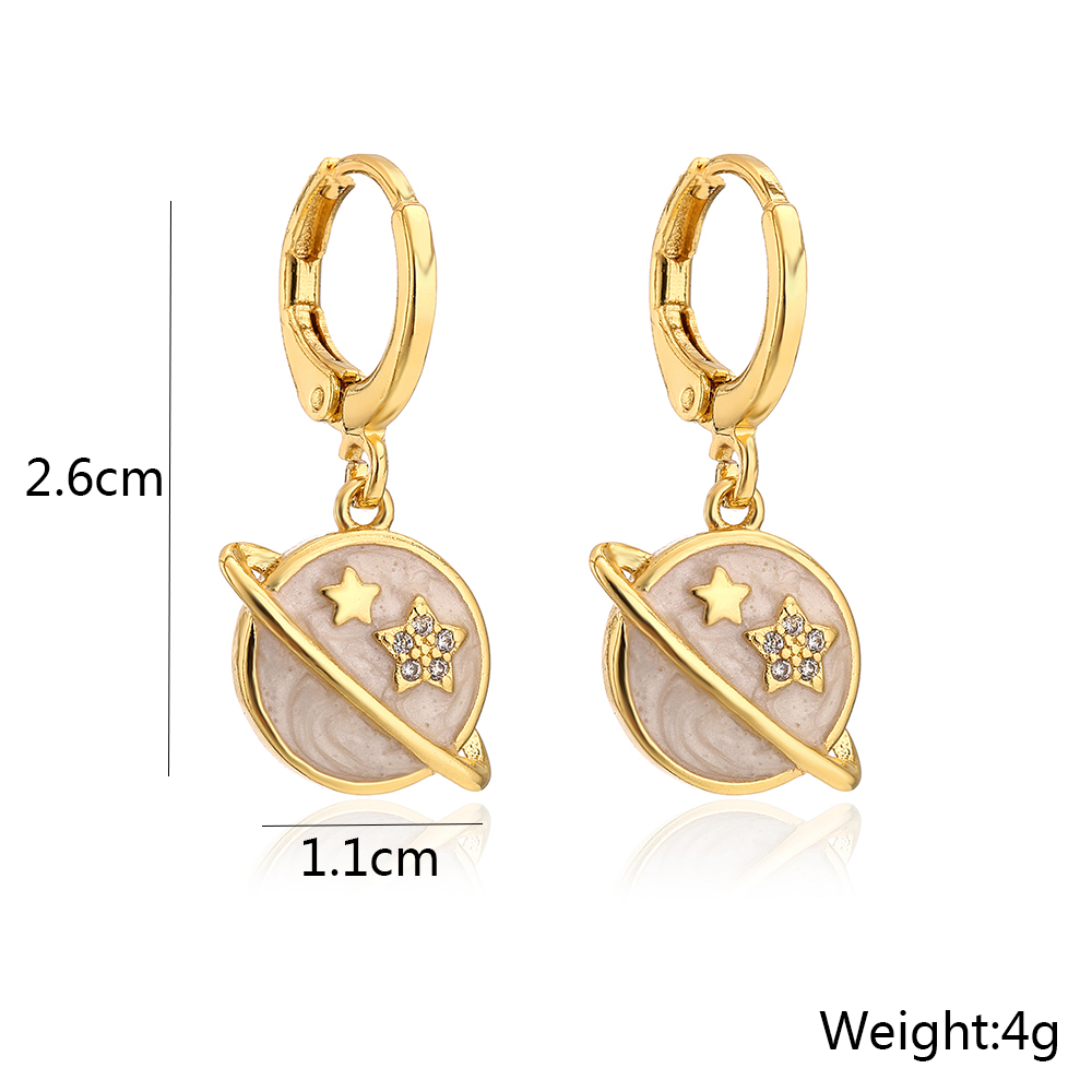 Fashion Electroplated Real Gold Micro Inlaid Zircon Dripping Oil Geometric Copper Earrings display picture 4