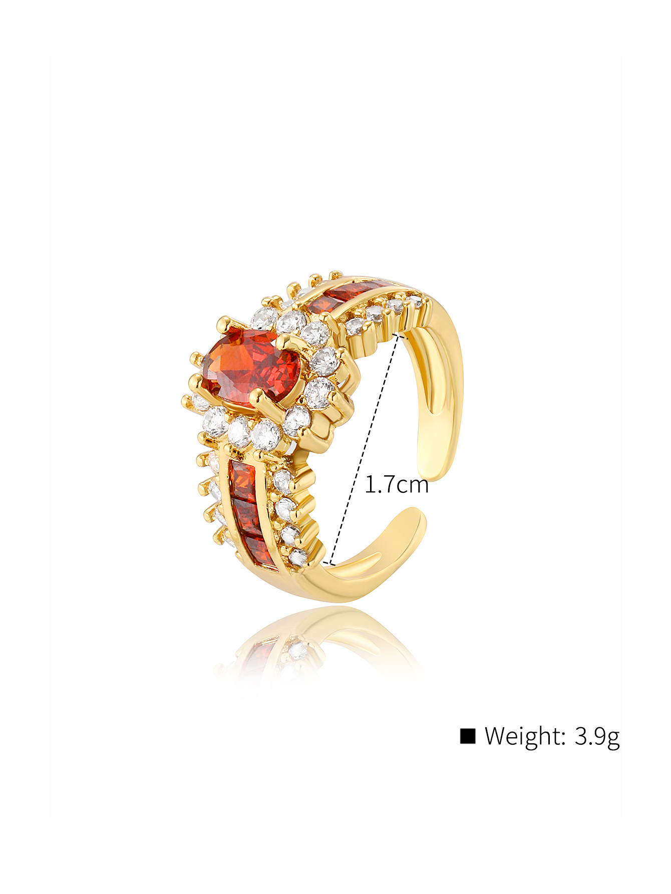 New Fashion Plating 18k Gold Round Full Rhinestone Zircon Open Copper Ring display picture 2