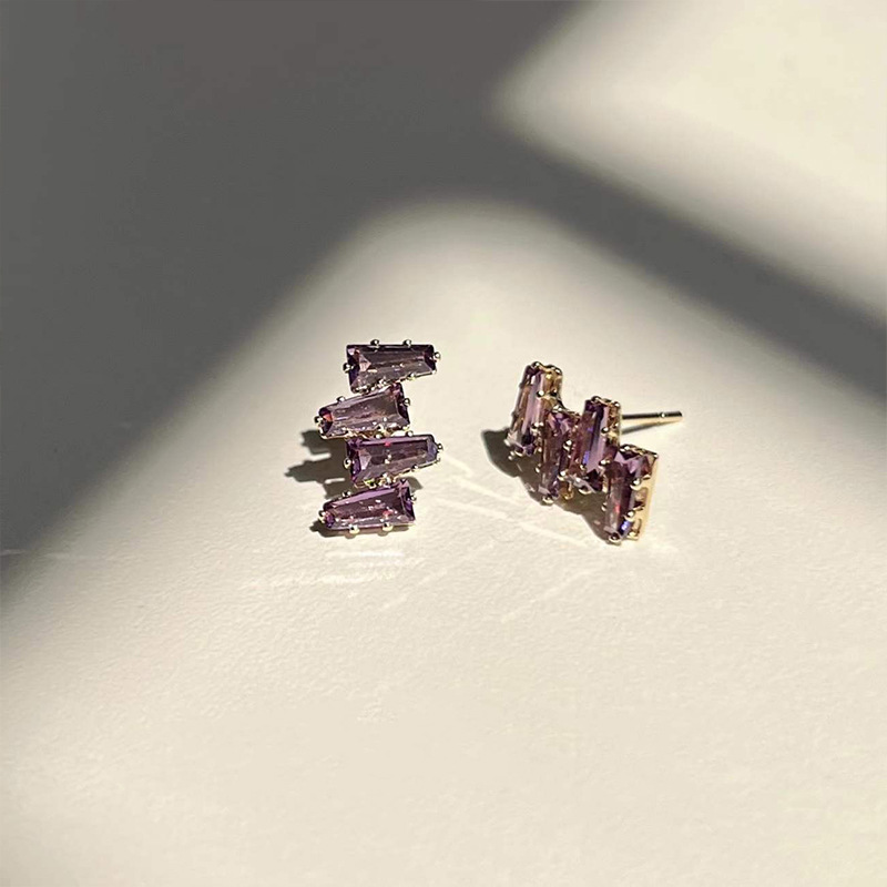 Fashion Purple Grape Ear Stud Female  Simple Zircon Alloy Earrings display picture 3