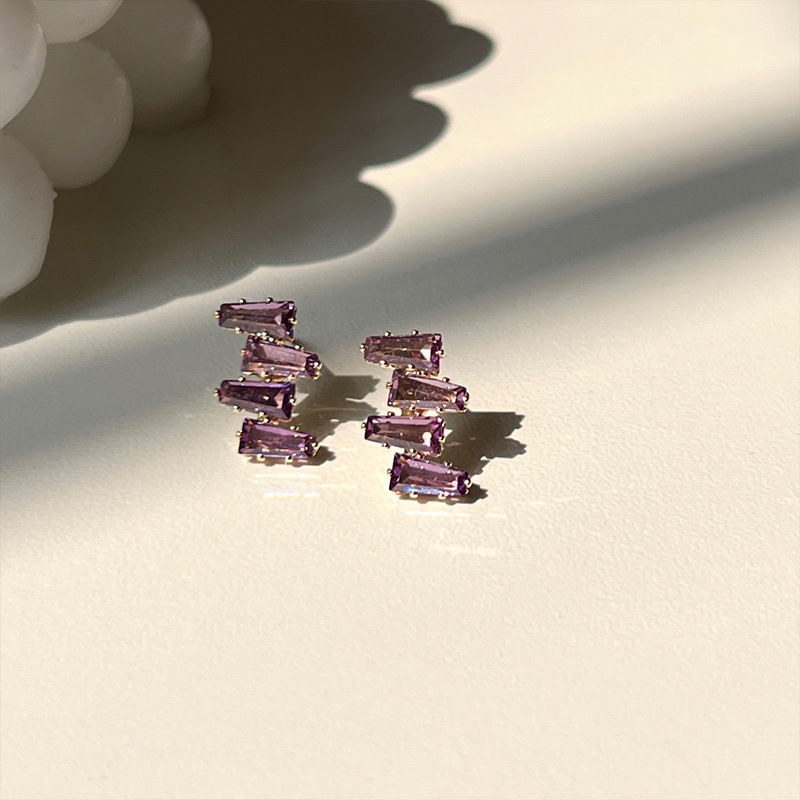 Fashion Purple Grape Ear Stud Female  Simple Zircon Alloy Earrings display picture 4