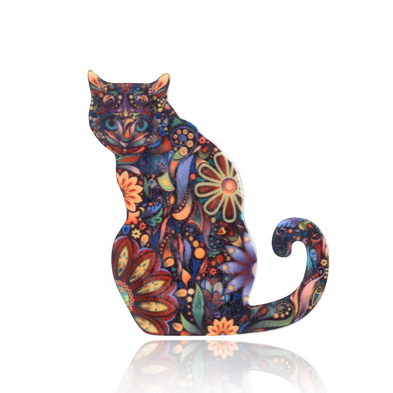 Fashion Ornament Cute Printed Cat Acrylic Brooch Three Set display picture 9