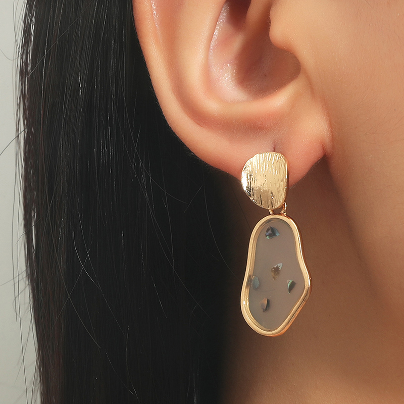 Fashion Creative Transparent Inner Inlaid Shell Irregular Geometric Ear Studs display picture 3