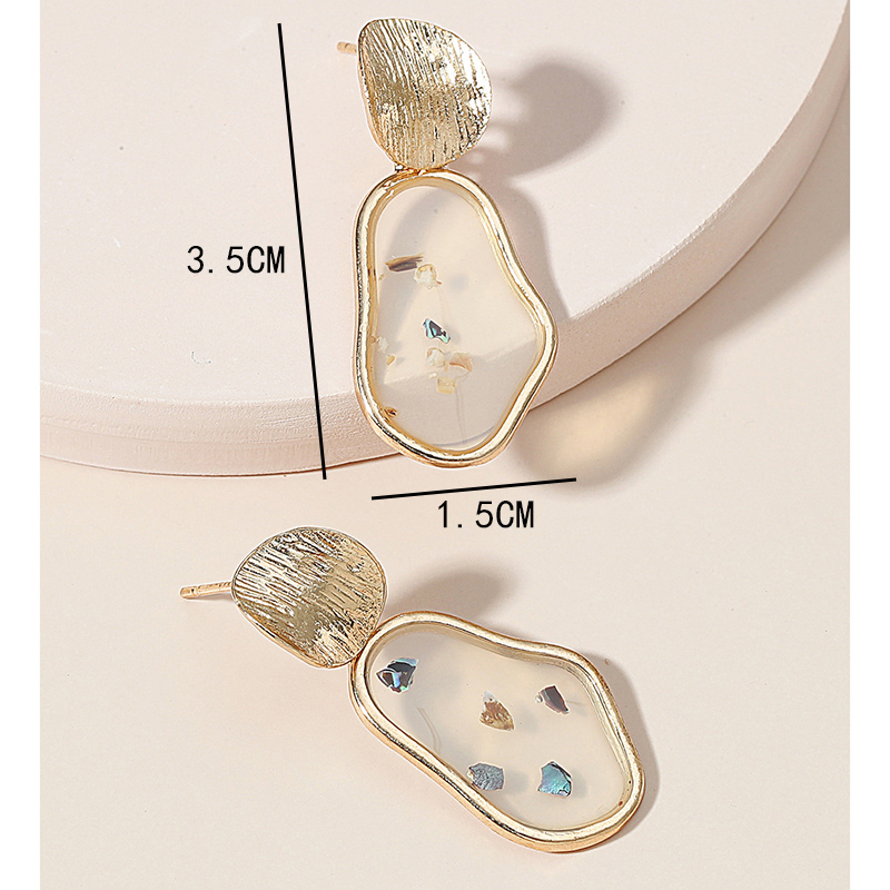Fashion Creative Transparent Inner Inlaid Shell Irregular Geometric Ear Studs display picture 5