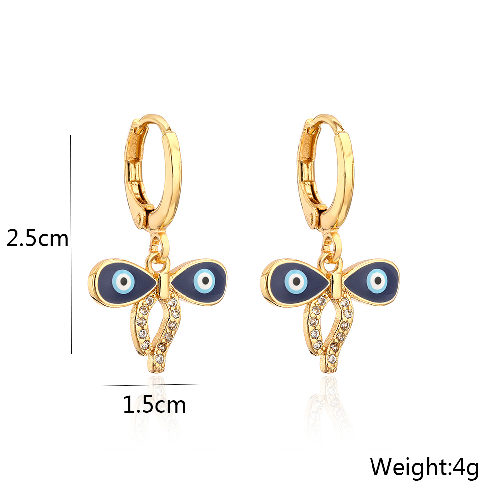 Fashion Geometric Copper Plating 18k Gold Dripping Zircon Devil's Eye Earrings display picture 7