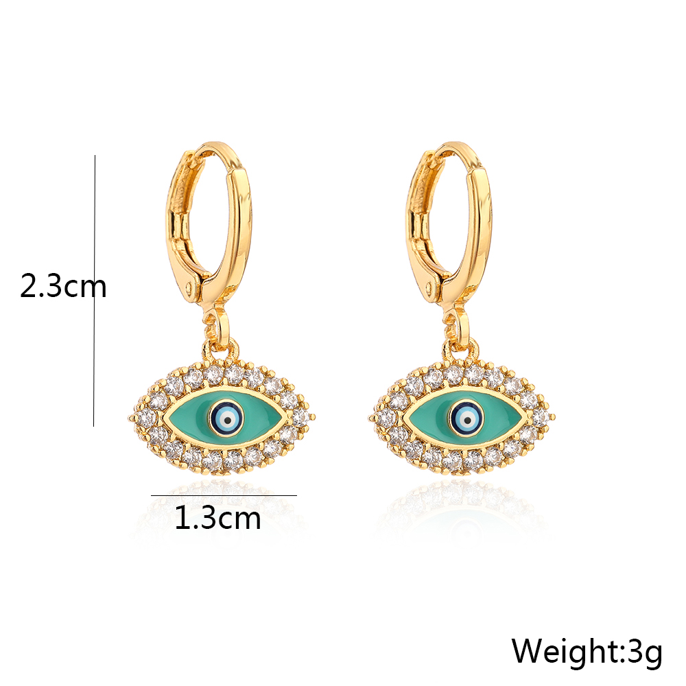 Fashion Geometric Copper Plating 18k Gold Dripping Zircon Devil's Eye Earrings display picture 8