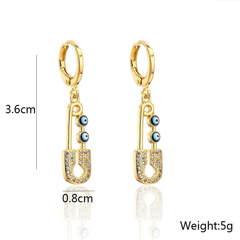 Fashion Geometric Copper Plating 18k Gold Dripping Zircon Devil's Eye Earrings display picture 9