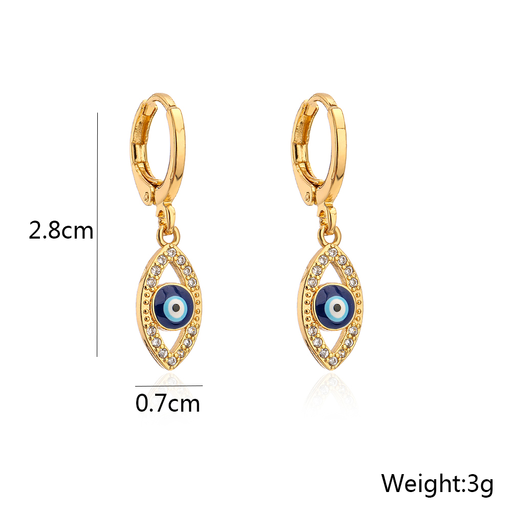Fashion Geometric Copper Plating 18k Gold Dripping Zircon Devil's Eye Earrings display picture 10