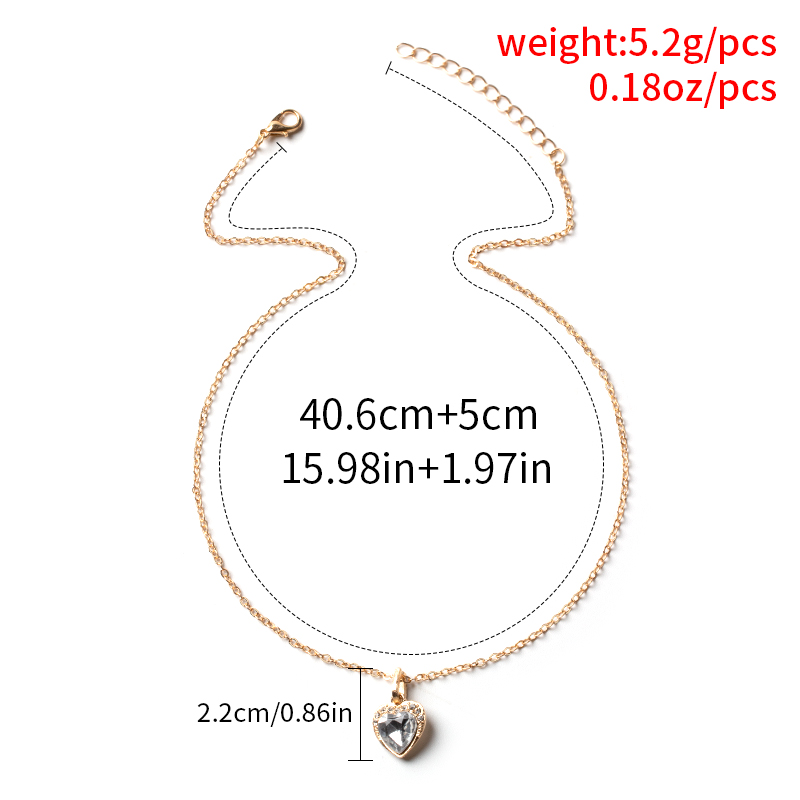 Simple Graceful Heart-shaped Pendant Rhinestone Inlaid Collarbone Chain Necklace Female display picture 2