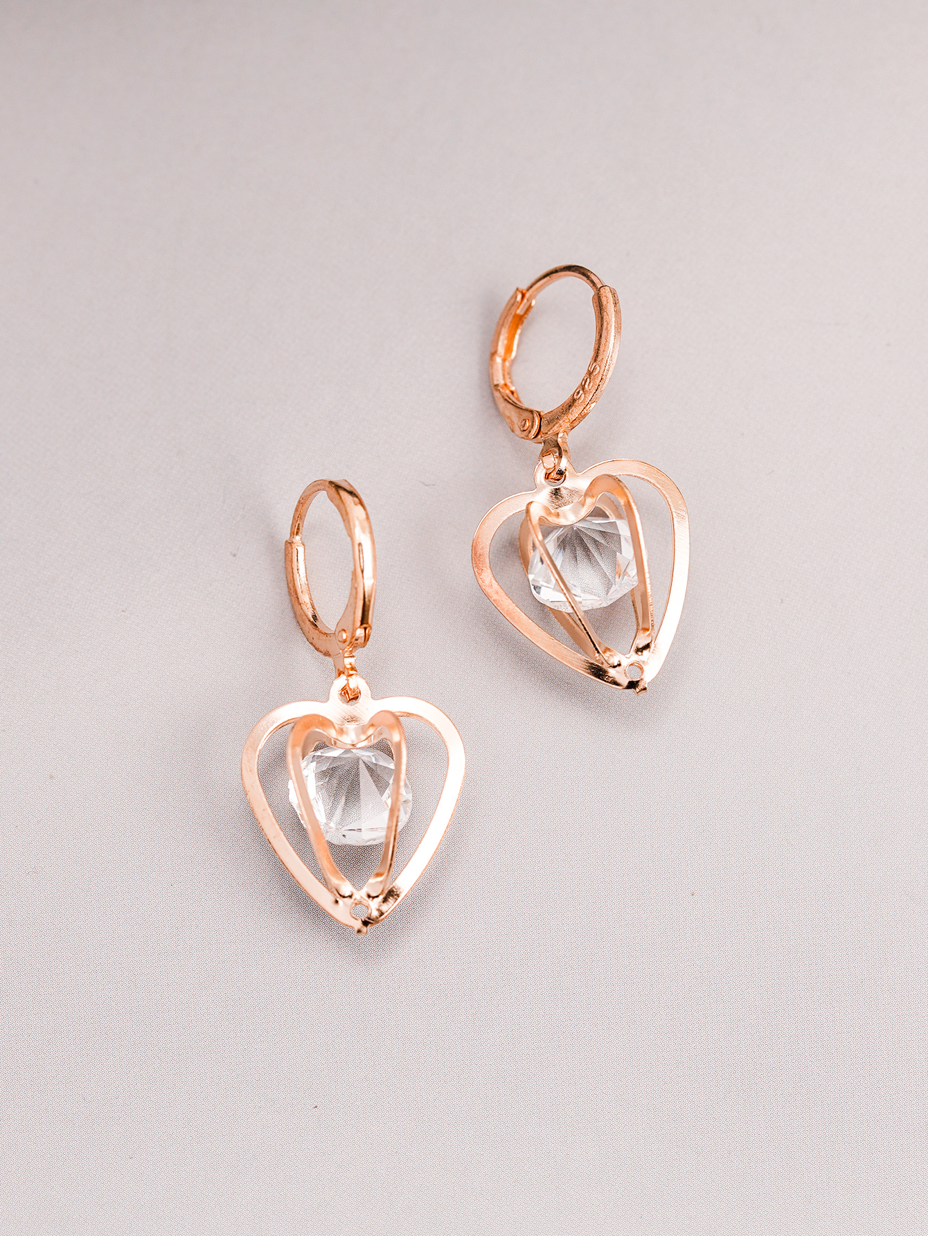 Elegant Heart Shape Alloy Artificial Rhinestones Earrings display picture 2