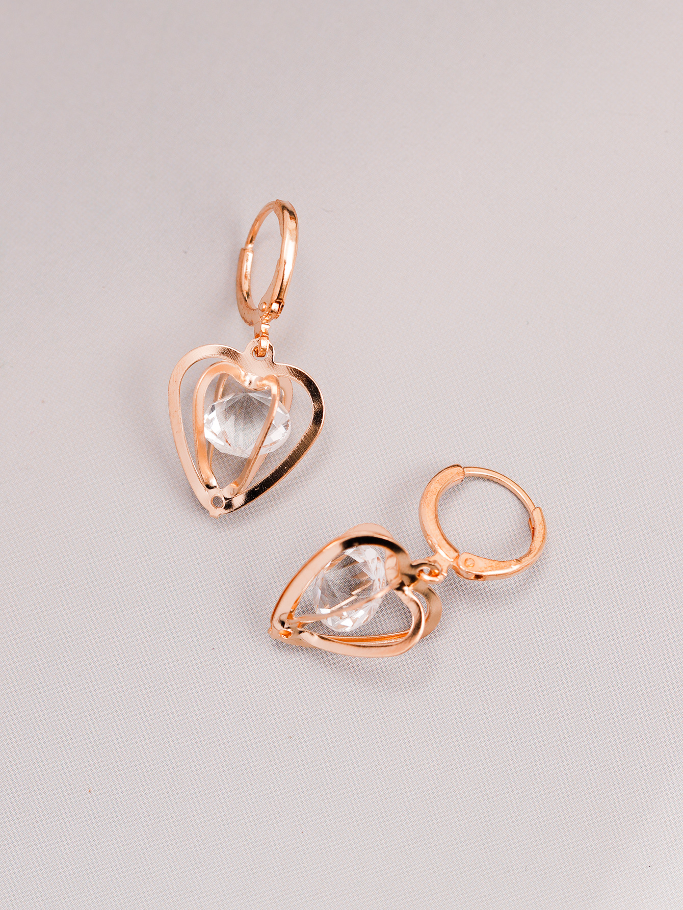 Elegant Heart Shape Alloy Artificial Rhinestones Earrings display picture 3