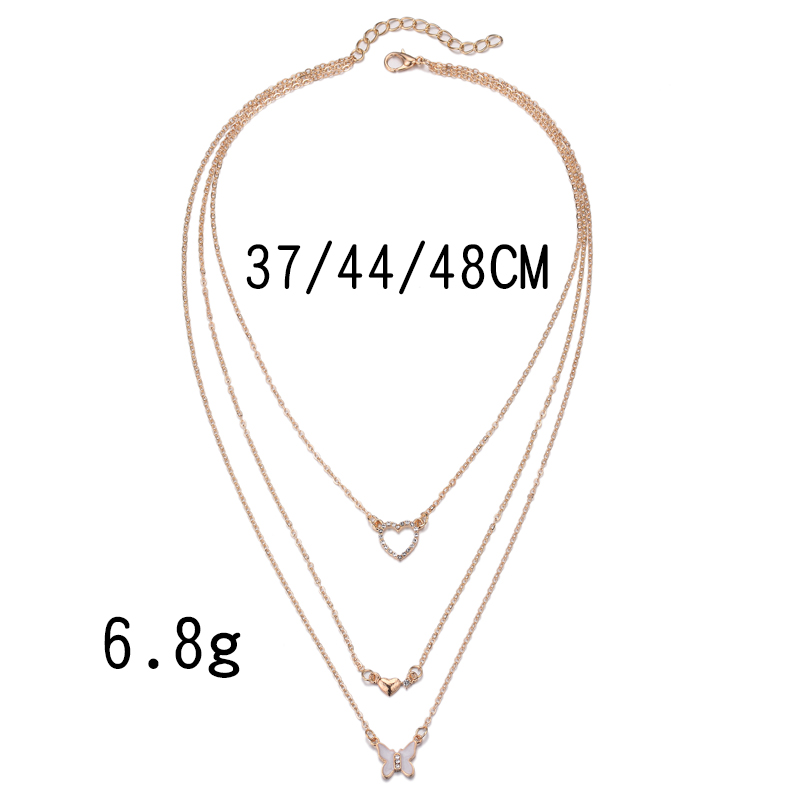 New Fashion Heart Butterfly Pendant Rhinestone Inlaid Multi-layer Necklace For Women display picture 2