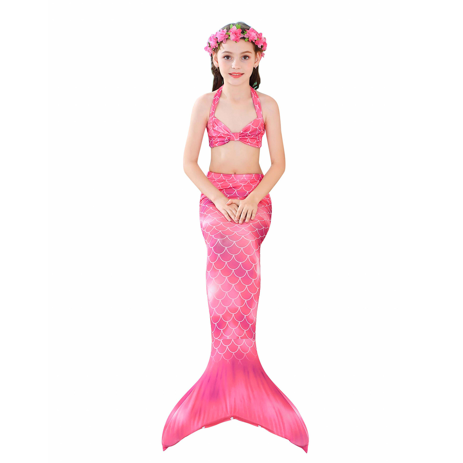 Girls' Mermaid Swimsuit New Fish Tail Split Swimsuit Swimming Hot Spring Children's Bikini Three-piece Suit display picture 2