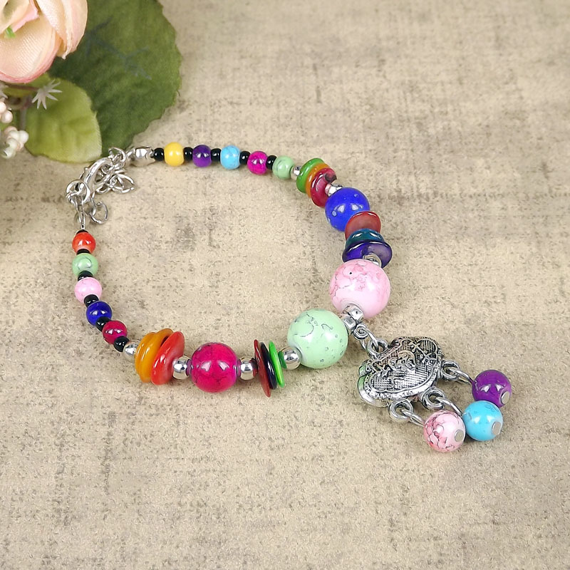 Ethnic Style Color Shell Glass Colorful Beads Wristband Bracelet display picture 1