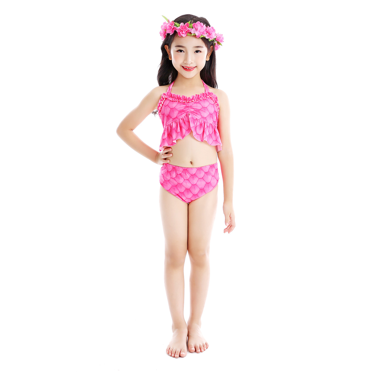 Mermaid Swimsuit Split New Girls' Fish Tail Swimsuit Children's Bikini Three-piece Swimming Suit display picture 3