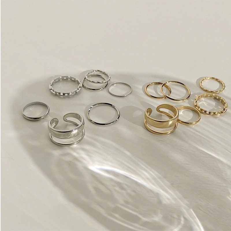 New Simple Fashion Open Copper Ring Seven-piece Knuckle Set display picture 1