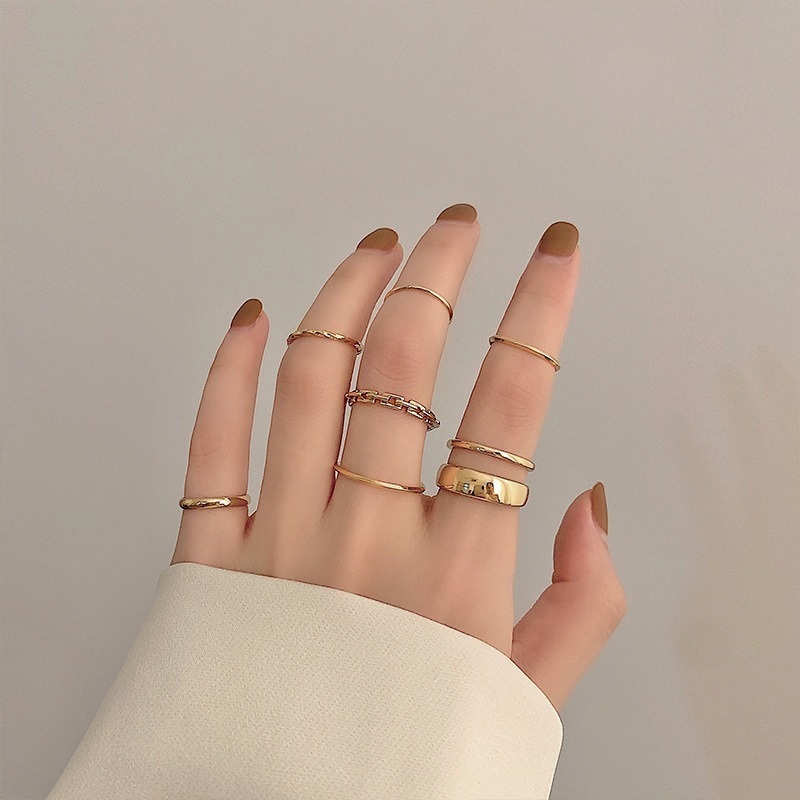 New Simple Fashion Open Copper Ring Seven-piece Knuckle Set display picture 3