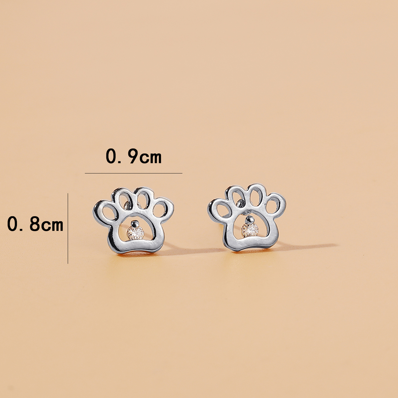 Fashion Cute Small Animal Palm-shaped Zircon Inlaid Stud Earrings display picture 2
