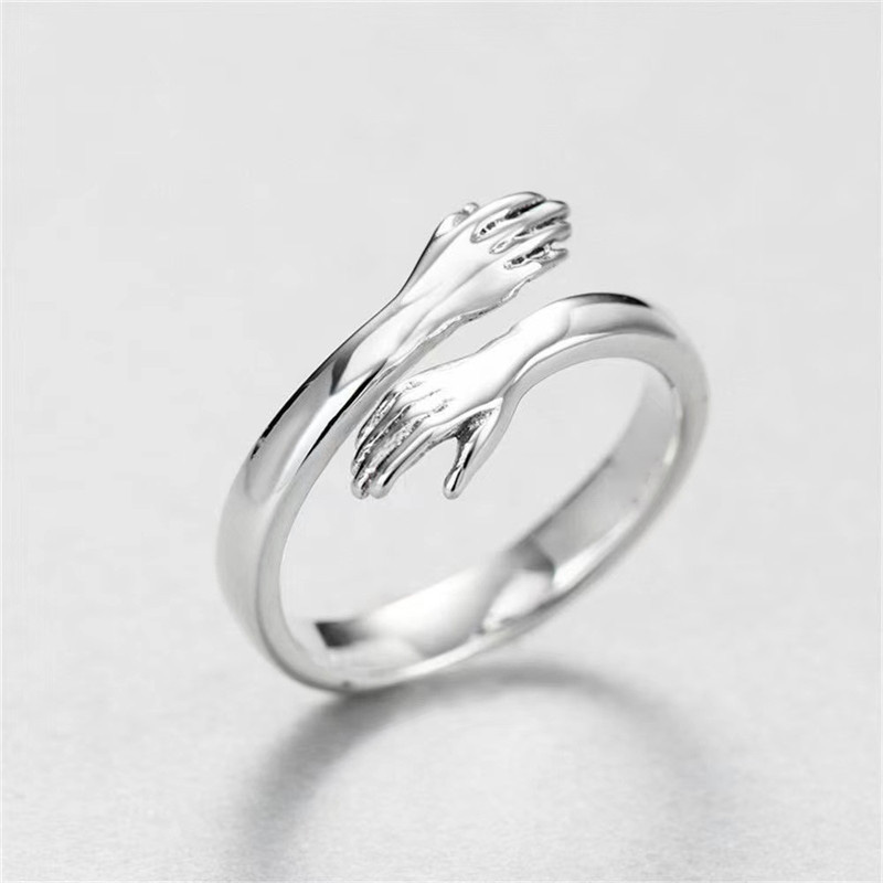 Fashion Creative Double Hand Stainless Steel Open End Ring display picture 1