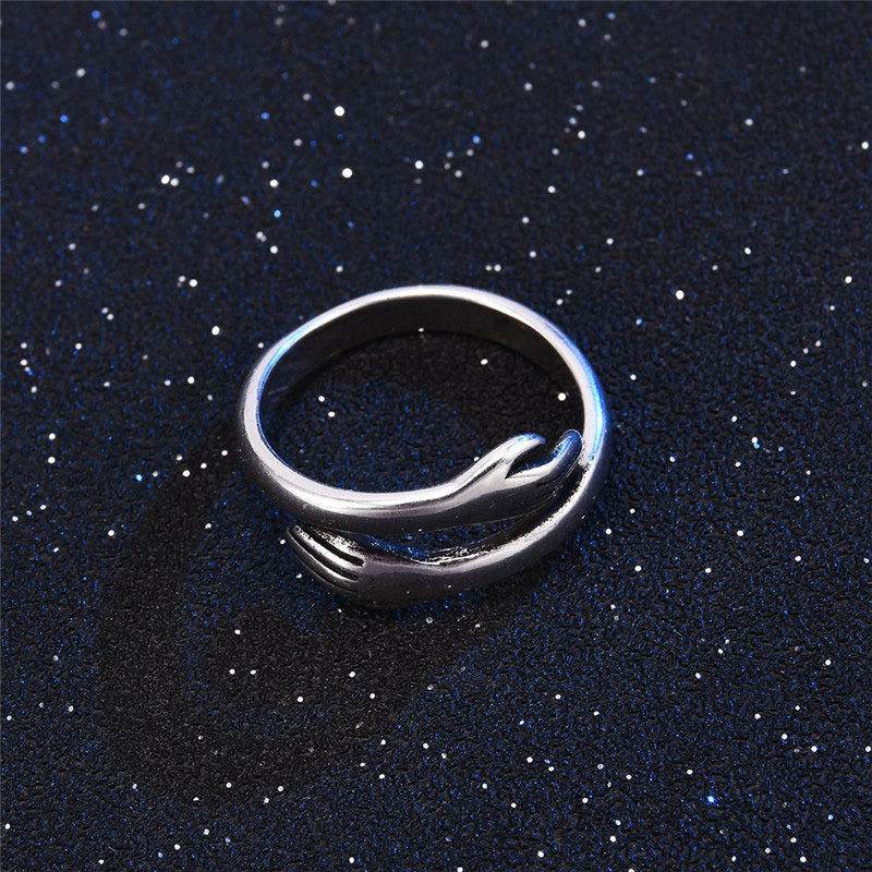 Fashion Creative Double Hand Stainless Steel Open End Ring display picture 4