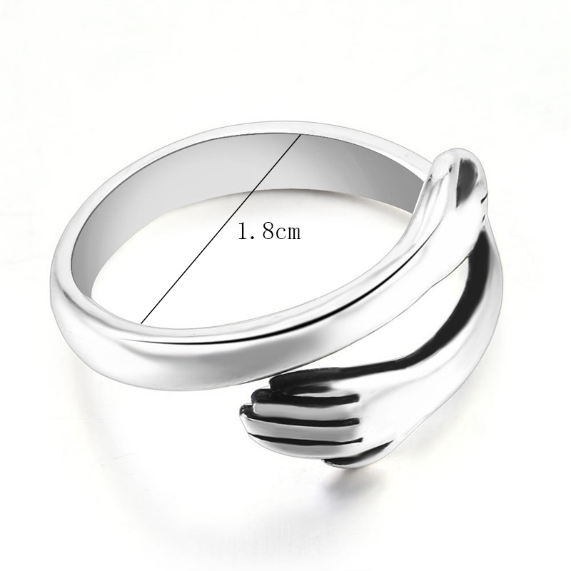 Fashion Creative Double Hand Stainless Steel Open End Ring display picture 5