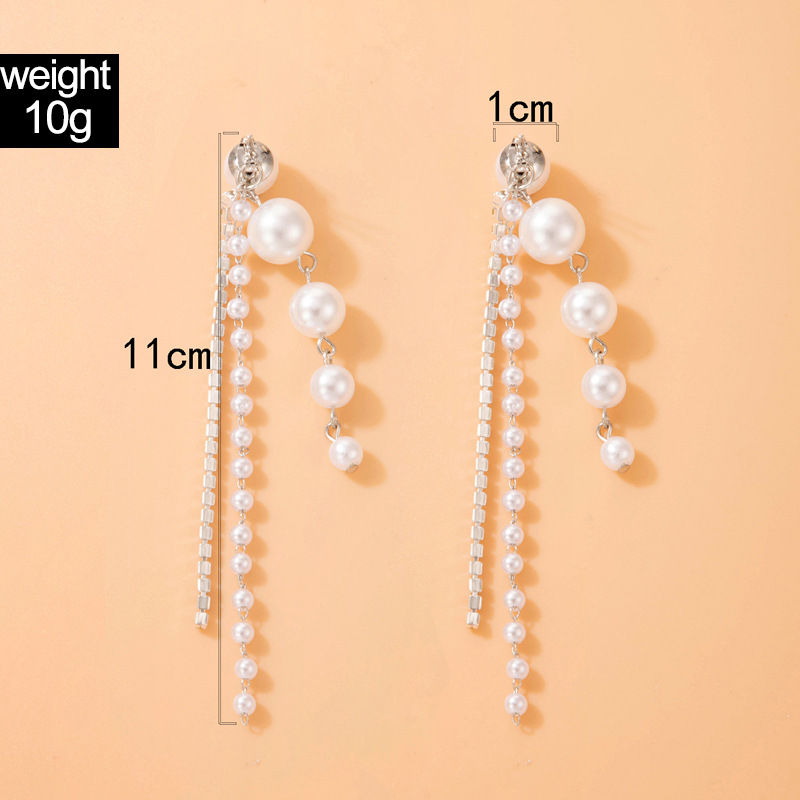 Mode Perle Strass Kette Perlen Geometrische Legierung Ohrringe display picture 1