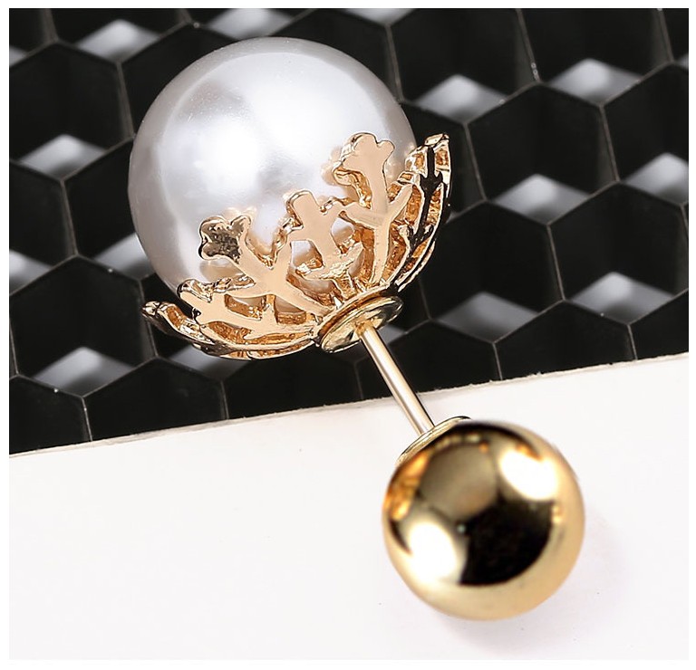 Fashion Simple Geometric Pin Double-headed Pearl Alloy Brooch display picture 3