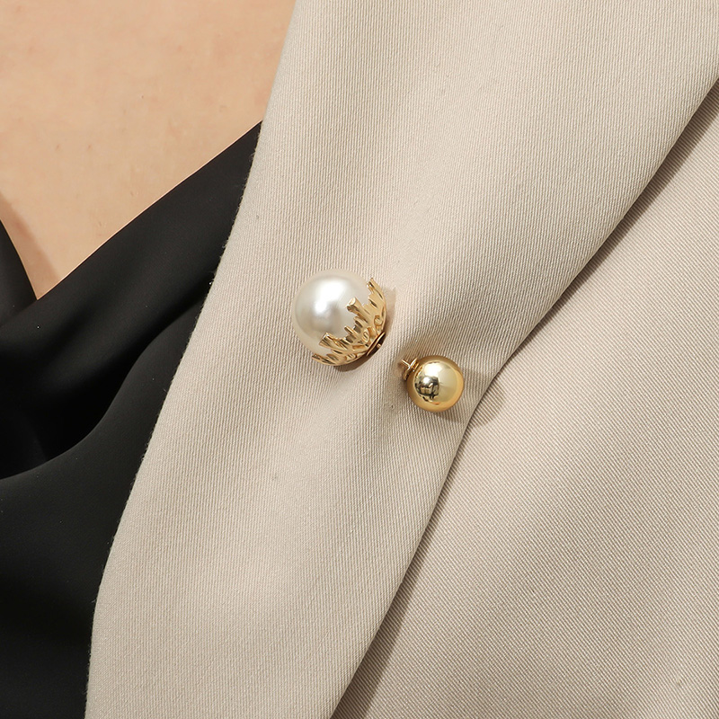 Fashion Simple Geometric Pin Double-headed Pearl Alloy Brooch display picture 4