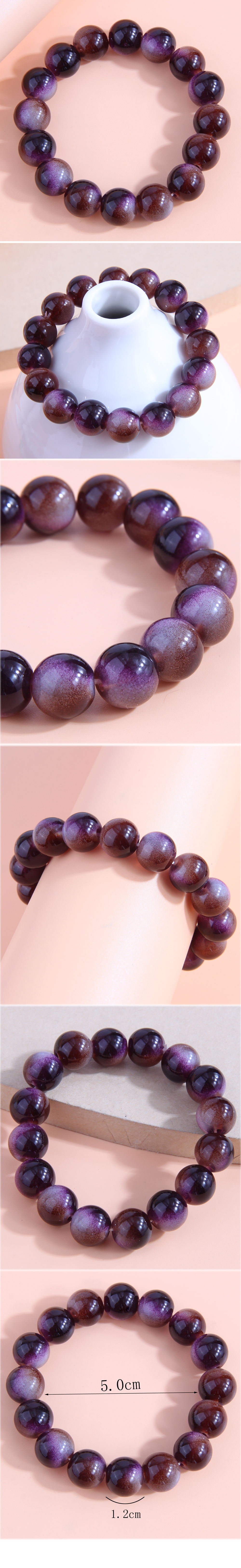 Fashion Simple Gradient Coffee Purple Glass Bead Bracelet display picture 1