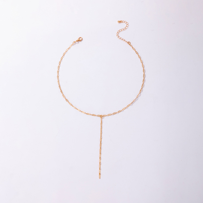 Fashion Simple Long Tassel Single-layer Geometric Hollow Clavicle Chain Alloy Necklace display picture 4