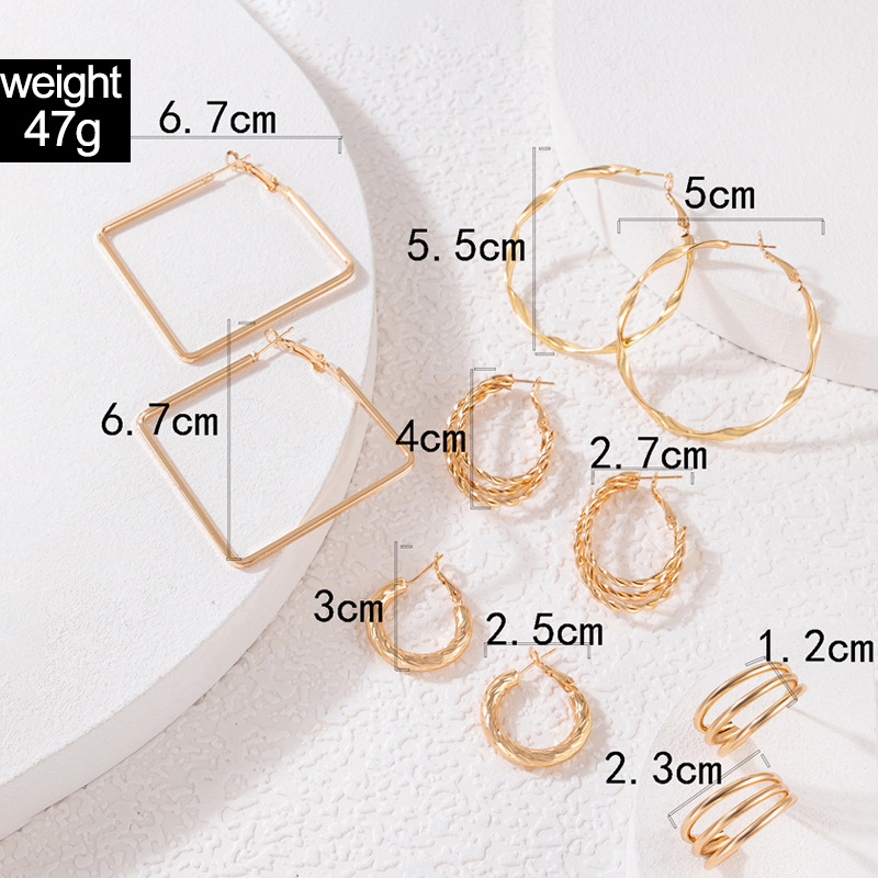 Fashion Alloy Round Square Earrings Daily Hoop Earrings display picture 1