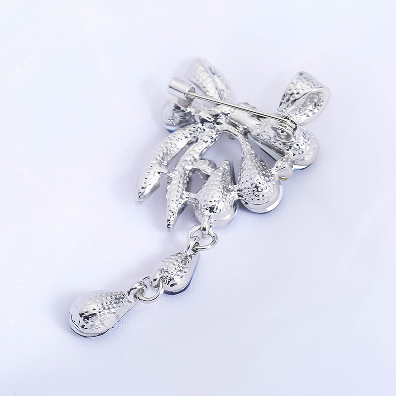 Fashion Elegant Crystal Rhinestone Inlaid Water Drop Bow Pendant Brooch display picture 9